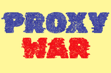 Word Text Proxy War isolated on yellow background. Banner.