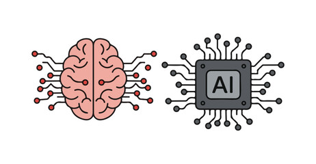 artificial intelligence flat vector icon, suitable for infographic design and applications