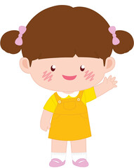 한쪽손 인사 여자 어린이