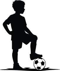 Young Soccer Player Stance Silhouette Design, Transparent Background.