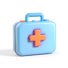 Obraz premium Blue First Aid Kit with Orange Cross