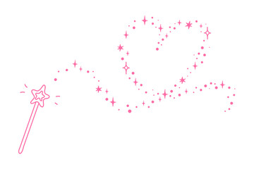 Princess wand and magic dust, vector doodle girly element