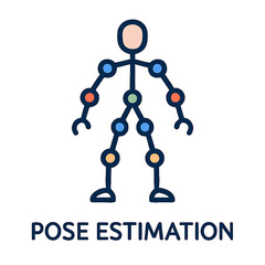 Vector illustration of a stick figure with joints marked, representing pose estimation technology in motion analysis
