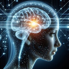 Glowing Brain Close Up Generative for AI