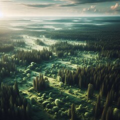 Sunset in Enchanted Forest Generative for AI