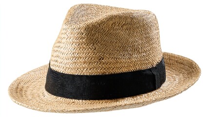 Straw Hat Isolated on White Background Panama Hat.

