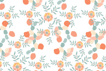 A Soft  contrast wildflower pattern with Neutral  tones, perfect for festival wear, boho accessories, and Muted Soft  Luxury textiles.