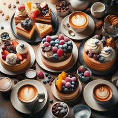 Delicious Desserts and Coffee Spread Generative for AI
