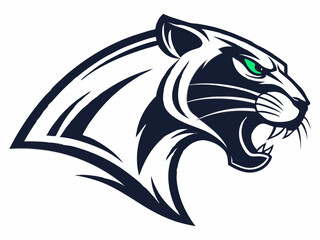 Fototapeta premium Powerful black panther silhouette atop a mountain, perfect for logos or designs.