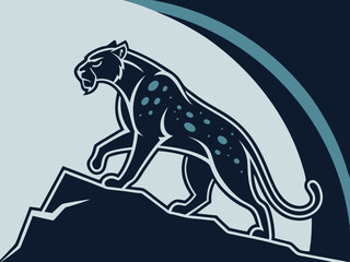 Fototapeta premium Powerful black panther silhouette atop a mountain, perfect for logos or designs.