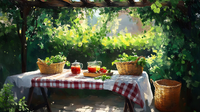 Pergola Lunch Grape Vine Shade Checke 3Bde1Aaa