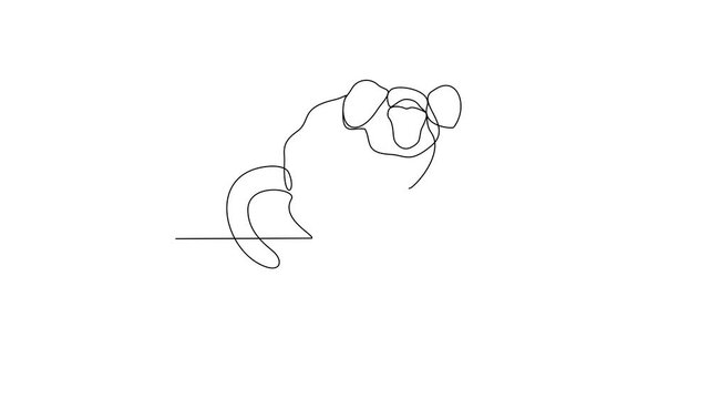 Animated self drawing of Marmoset video design illustration. Primates animal themes in simple linear style video design concept. Marmoset for your asset design and educational purpose.
