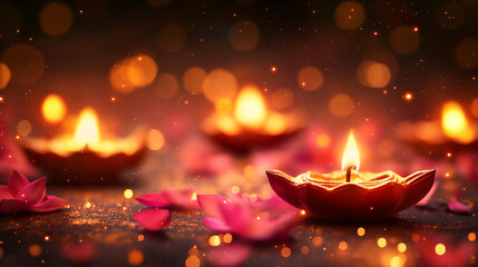 Abstract Diwali Bokeh: Golden, Red & Magenta Festivities