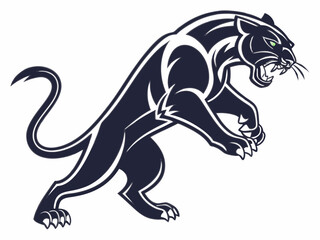 Powerful black panther silhouette atop a mountain, perfect for logos or designs.