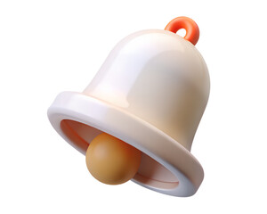 Fototapeta premium White 3D Notification Bell Icon Rendered - Modern App Alert Symbol Isolated on Transparent Background