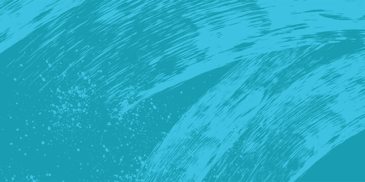 Thick Grainy blue bold brush stroke with spray texture. Grunge hand drawn distress damaged edge vintage template. Doodle brush strokes texture with small dots. Retro vector background for posters.