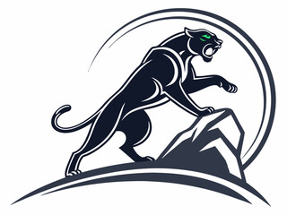 Fototapeta premium Powerful black panther silhouette atop a mountain, perfect for logos or designs.