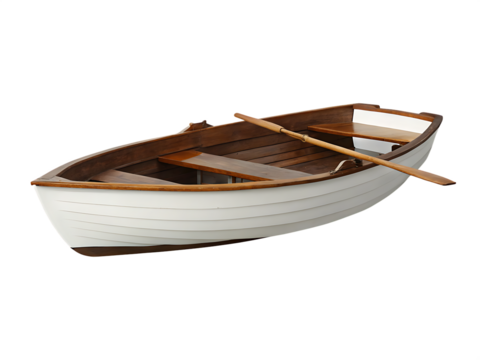 Classic wooden rowboat isolated on a white background png