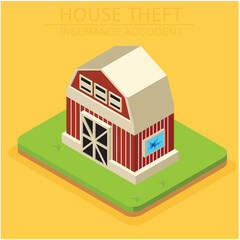 Modern isometric illustration of insurance for house damage, isolated on white background, suitable for related digital assets