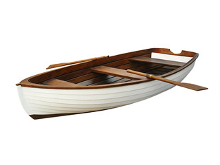 Classic wooden rowboat isolated on a white background