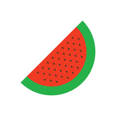 Watermelon icon, half circle shape watermelon, illustration, isolated on white background