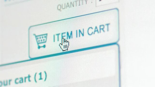 an item has been added to the shopping cart, as indicated by a digital button on a website interface