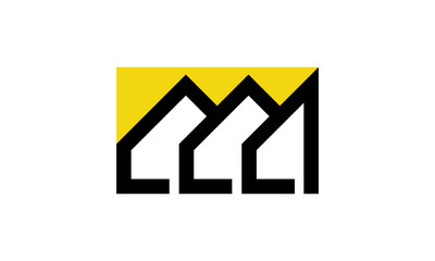 House Stack Sun Logo Design – Minimalist Layered Home Silhouette with Rising Sun for Real Estate, Sustainability, and Modern Housing Branding