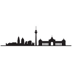 Naklejka premium Vector Dusseldorf skyline. Travel Buenos Aires famous landmarks. Business and tourism concept for presentation, banner, web site. Vector black silhouette. with white background