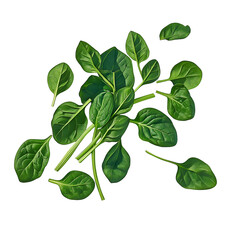 Fresh baby spinach leaves isolated healthy food ingredient nutrition on transparent background