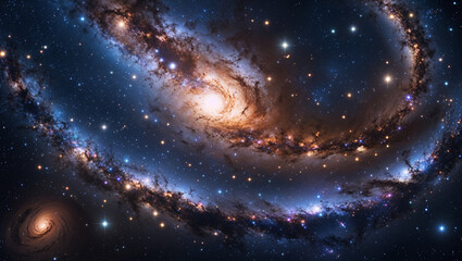 Majestic spiral galaxy glowing with stars and nebula within the vast cosmic universe