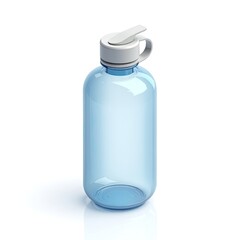 Clear Reusable Water Bottle with Grey Cap on White Background