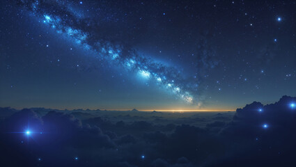 Naklejka premium Majestic view of the milky way galaxy spanning across a starry night sky