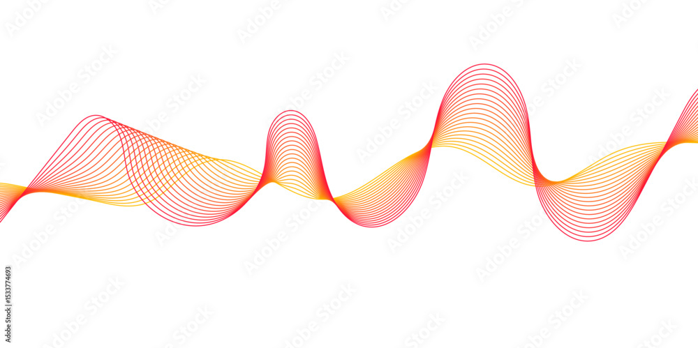 Poster abstract yellow and red wavy lines and geometric design and modern grid background.