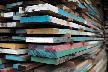 Stacked Timber Roof Battens on Construction Site