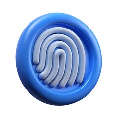 Modern 3d illustration of a blue fingerprint authentication icon for digital security