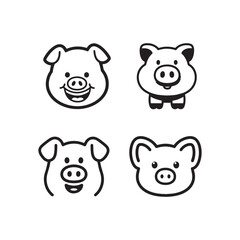 Piggy bank drawing vector cute pig illustration funny pig cartoon outline art