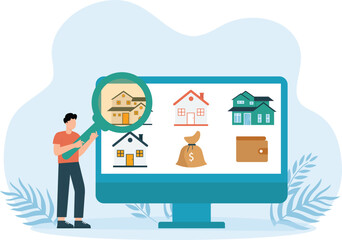 House inspection,Real estate appraiser as property evaluation for sale tiny person concept
