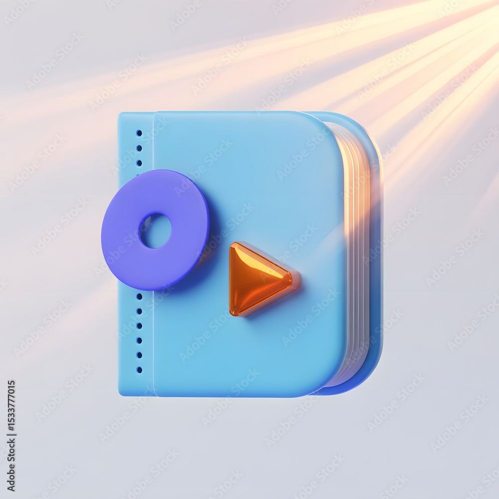 Poster abstract blue object with circle and triangle shapes