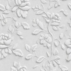 Vintage Floral Lace Pattern in White Color with Seamless Design for Elegant Backgrounds and Textiles