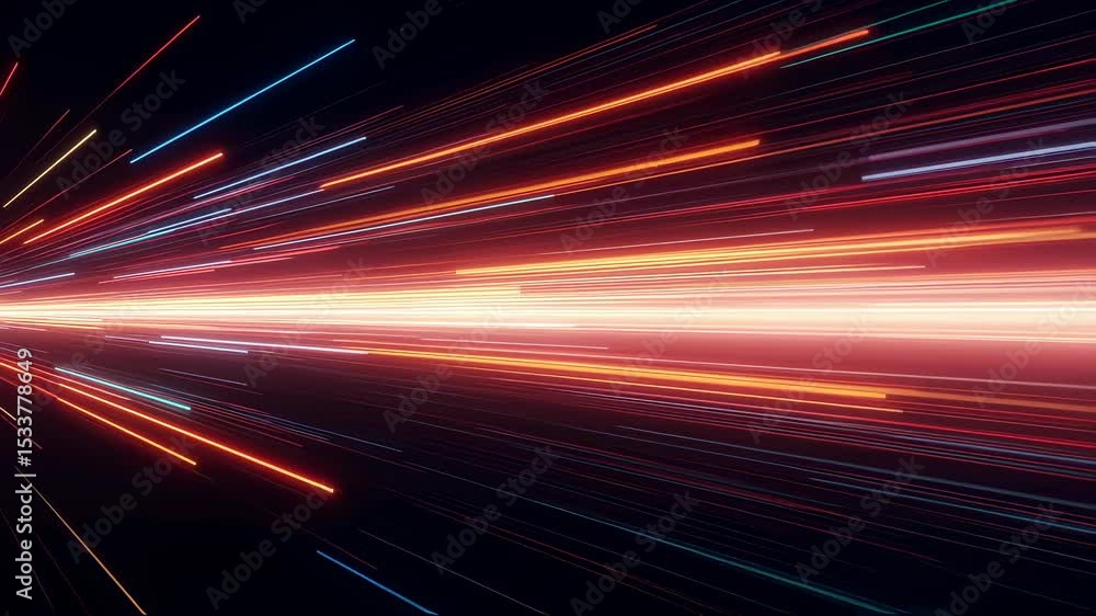 Aufkleber abstract light trails zooming from left to right. fast data transfer and digital connection concept.