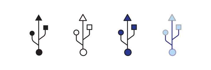 Usb icon set. Usb icon logo design. Flash disk sign and symbol. flash drive sign. Usb stick icon simple vector symbol