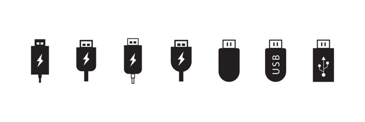 Vector usb flash drive vector icon. Usb icon set. Flash disk sign and symbol. usb vector icon, vector illustration.