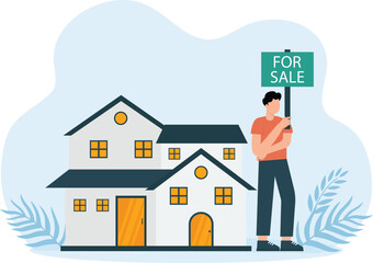 Property For Sale,House price rising, value increase graph for real estate, housing or property investment
