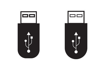 USB Icon set . Vector usb flash drive vector icon. Usb icon set on white background . Flash disk sign and symbol.