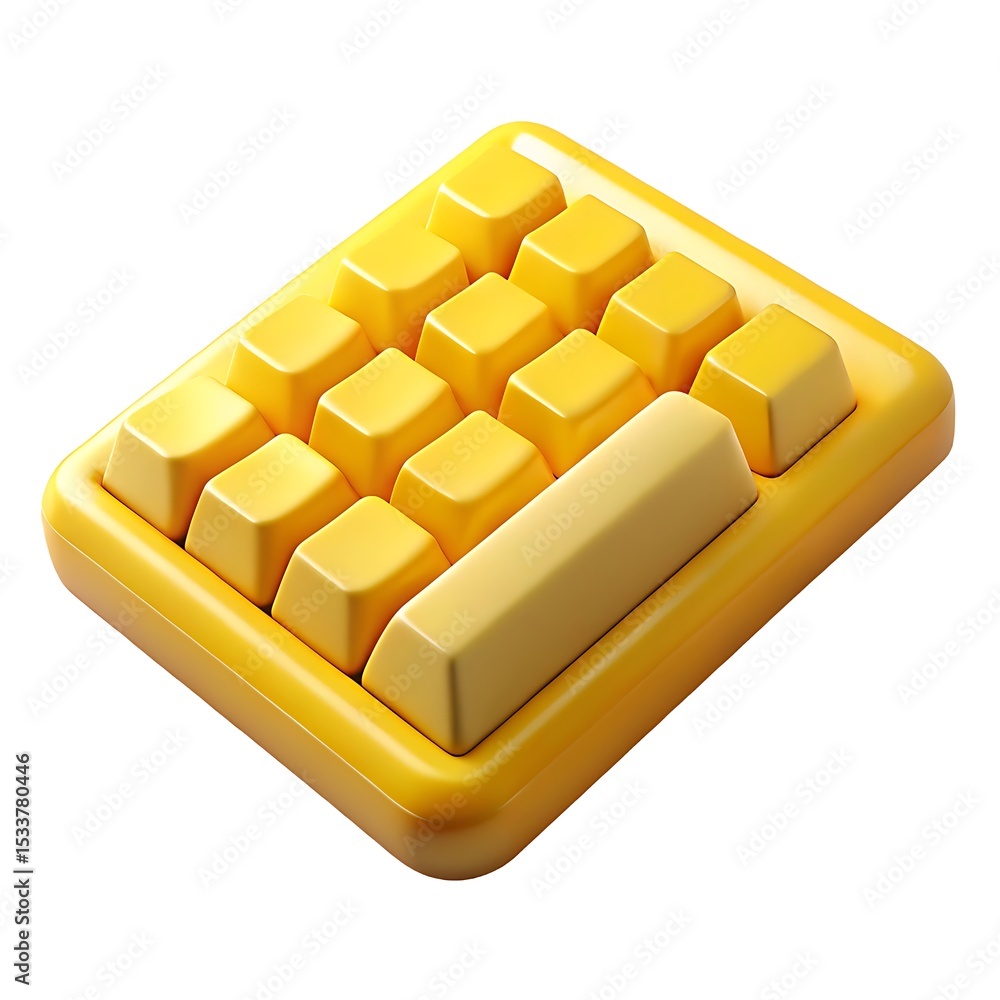 Poster bright yellow numeric keypad isolated on white background modern and minimalist design
