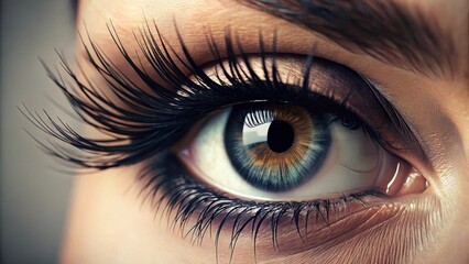 Close-up of a captivating eye with long, dark eyelashes and subtle eye makeup