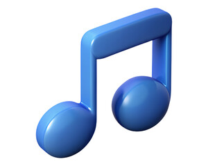 3d Rendering Blue Music Note
