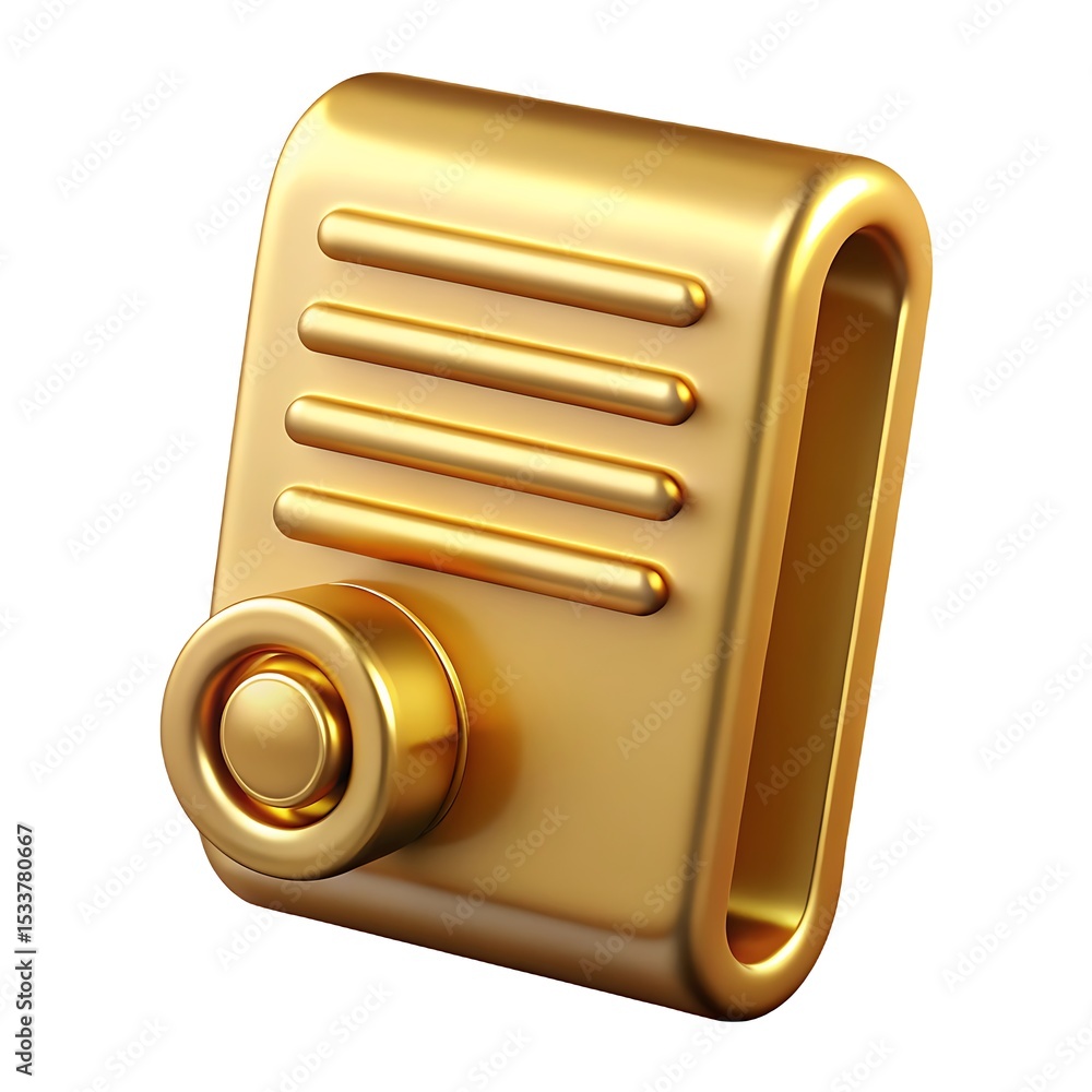 Poster elegant 3d golden icon representing a button or control with smooth rounded design