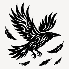 Striking eagle vector tattoo design featuring a majestic bird with outstretched wings, perfect as a powerful symbol or illustration
