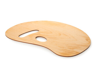 Empty wooden artist's palette isolated on white